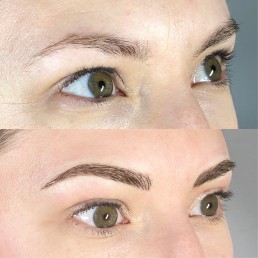 Poppy's Cosmetics before and after eyebrow tattooing