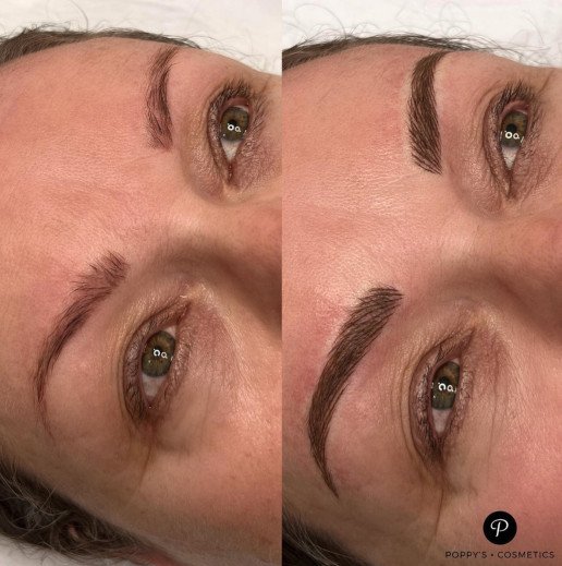 Semi-permanent eyebrow tattoo