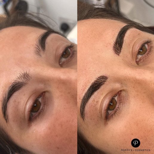 Semi-permanent eyebrow tattoo