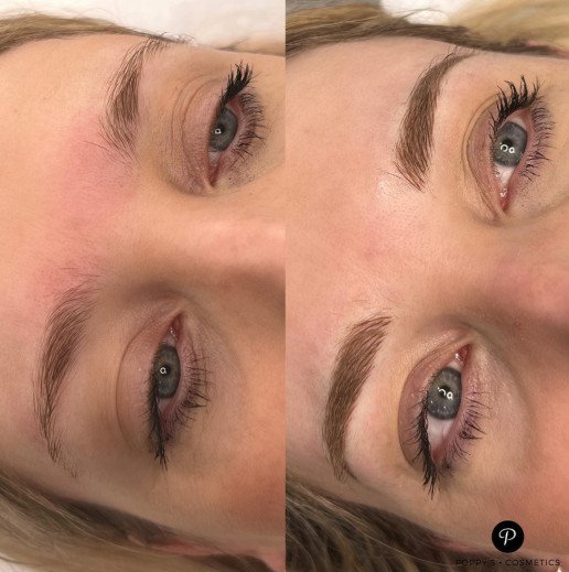 Semi-permanent eyebrow tattoo