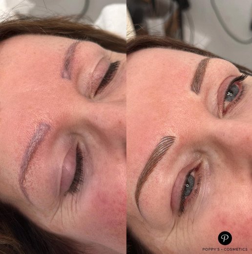 Semi-permanent eyebrow tattoo