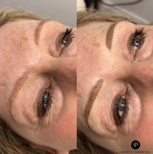 Semi-permanent eyebrow tattoo