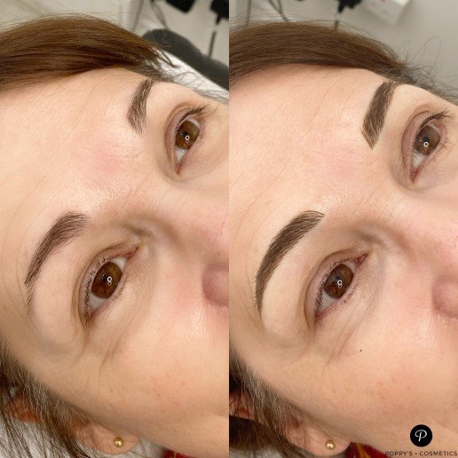 Semi-permanent eyebrow tattoo