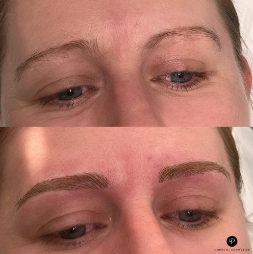 Semi-permanent eyebrow tattoo