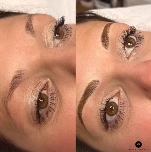 Semi-permanent eyebrow tattoo