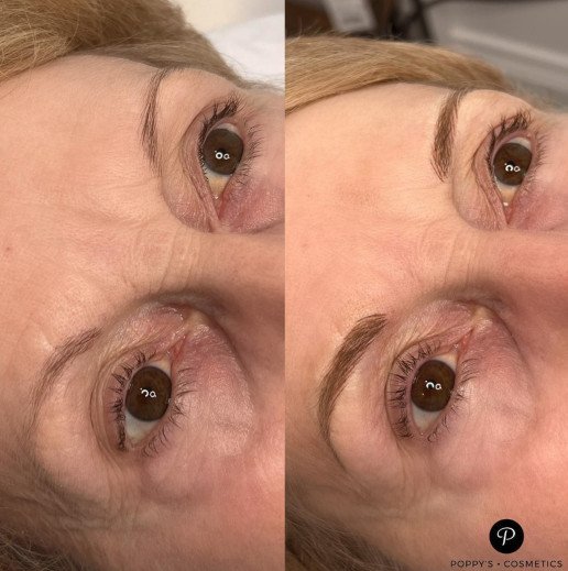 Semi-permanent eyebrow tattoo
