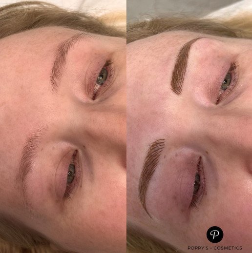 Semi-permanent eyebrow tattoo