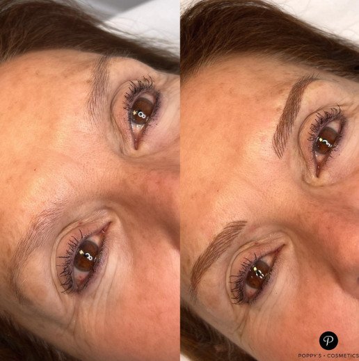 Semi-permanent eyebrow tattoo