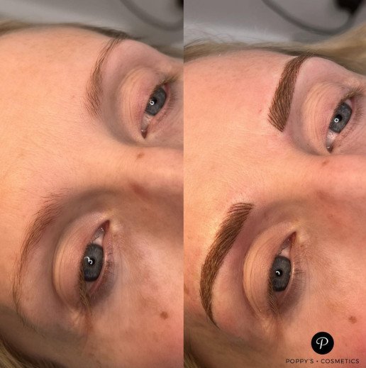 Semi-permanent eyebrow tattoo