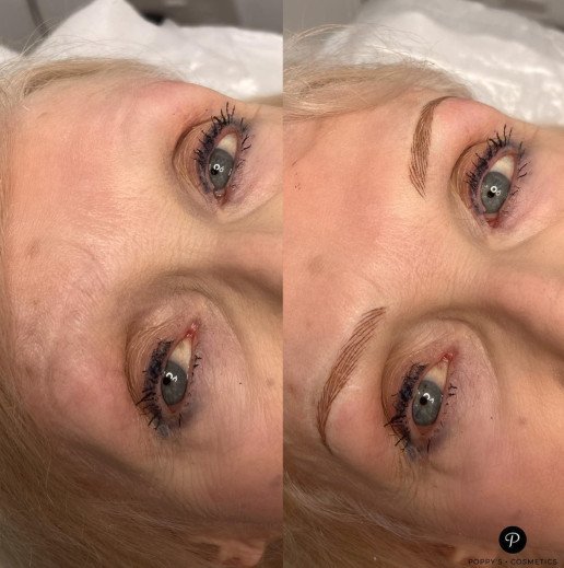 Semi-permanent eyebrow tattoo
