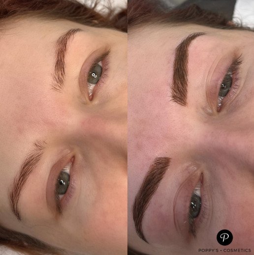 Semi-permanent eyebrow tattoo
