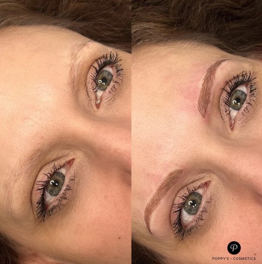 Semi-permanent eyebrow tattoo