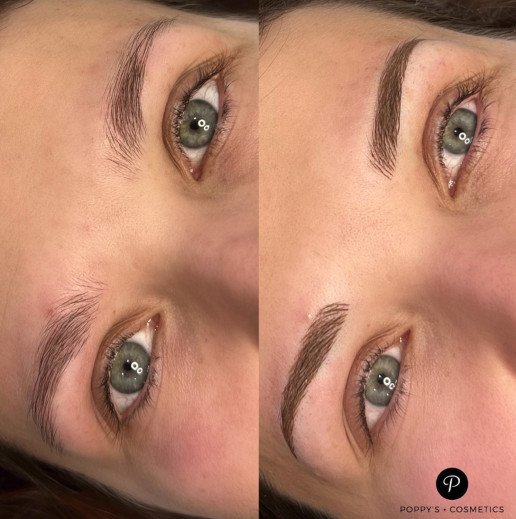 Semi-permanent eyebrow tattoo