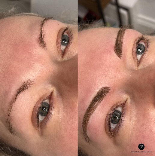 Semi-permanent eyebrow tattoo