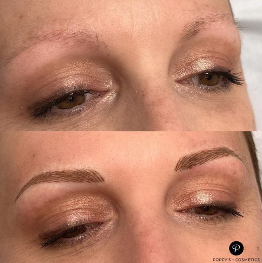 Semi-permanent eyebrow tattoo