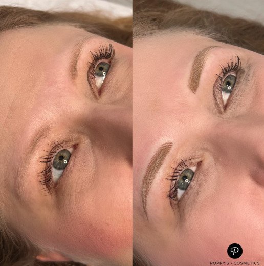 Semi-permanent eyebrow tattoo
