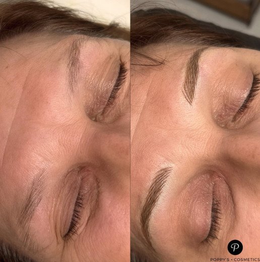 Semi-permanent eyebrow tattoo