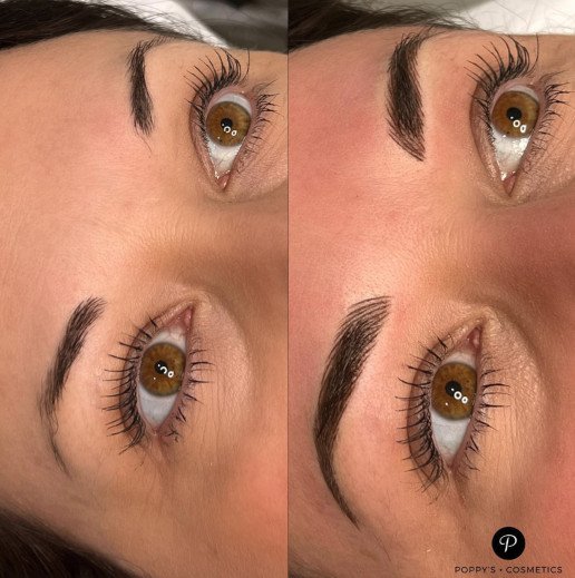 Semi-permanent eyebrow tattoo