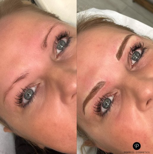 Semi-permanent eyebrow tattoo