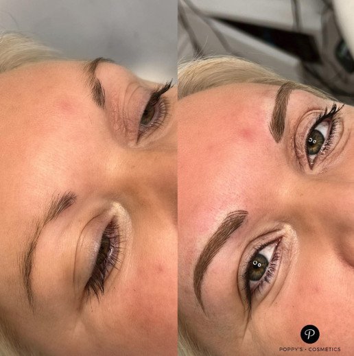 Semi-permanent eyebrow tattoo