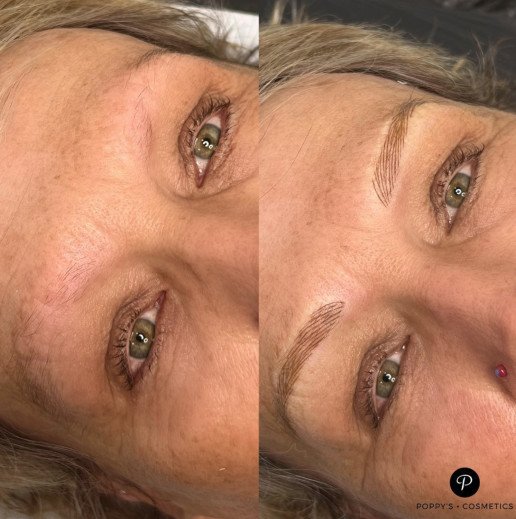 Semi-permanent eyebrow tattoo