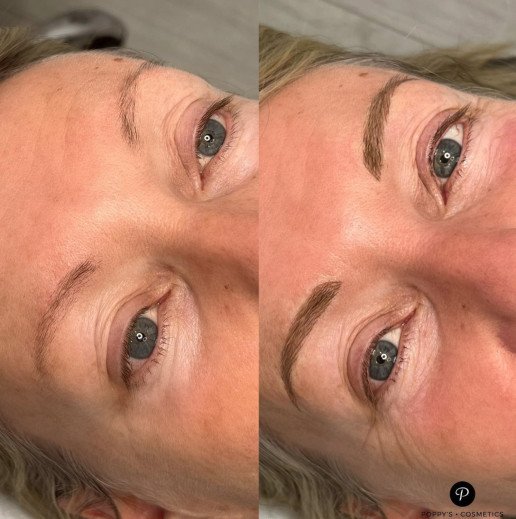 Semi-permanent eyebrow tattoo