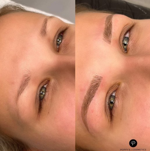 Semi-permanent eyebrow tattoo