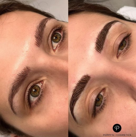 Semi-permanent eyebrow tattoo