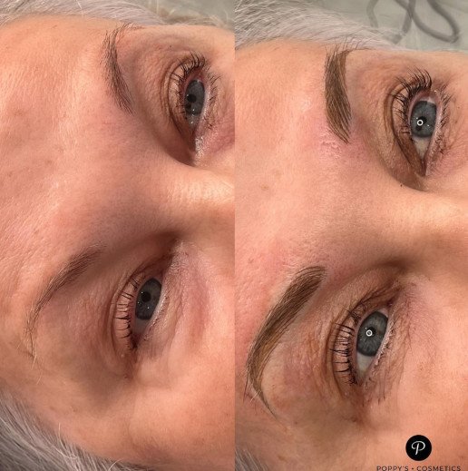 Semi-permanent eyebrow tattoo