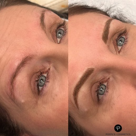 Semi-permanent eyebrow tattoo