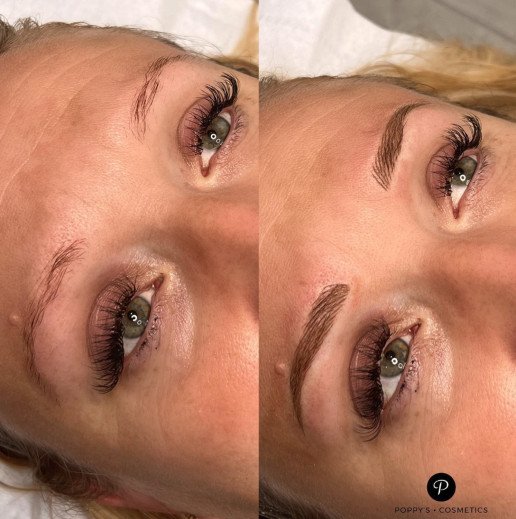 Semi-permanent eyebrow tattoo