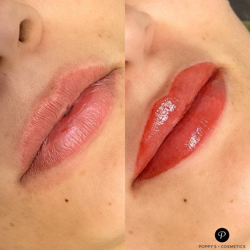 Permanent tattoo lip blush